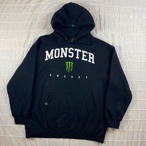 Monster Energy Logo Hoodie Men's Size 2XL Y2K Sweatshirt Black Emo Scene